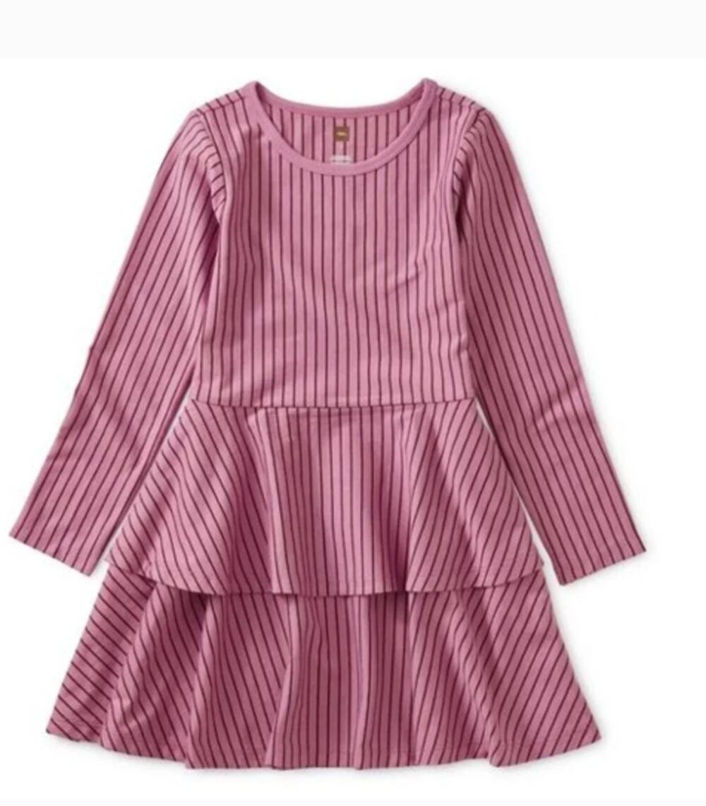 NEW! Tea Collection Tiered Peplum Dress in PURPLE STRIPED (7)